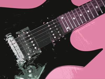 Gitarre auf Pink