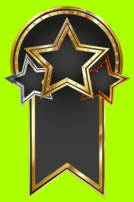 Goldene Sternplakette mit Wimpel