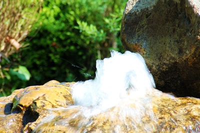 Gesicht liegt im Brunnenwasser