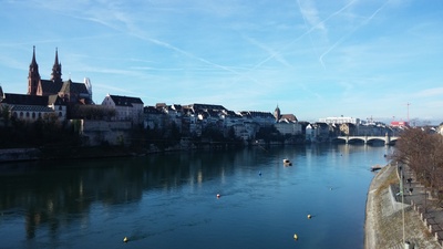 Blick auf Basel mit Münster und Rhein