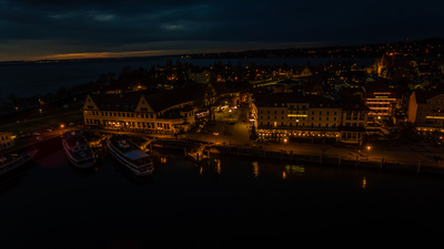 Lindau Bodensee Hafen bei Nacht