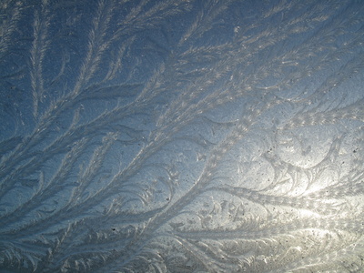 Eisblumen hinter Fensterscheibe 3