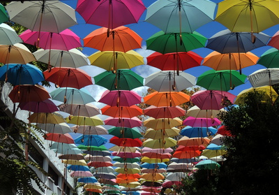 Schirm gedeckte Strasse im Nordteil von Nikosia, Zypern