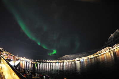 Aurora borealis wunderbare Polarlichter in Tromsö Norwegen