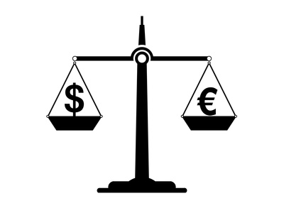 Waage-gleich-Euro-Dollar