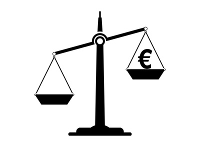 Waage-ungleich-Euro-oben