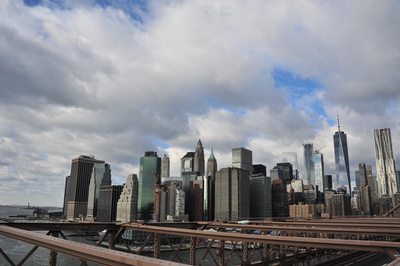New York Downtown Skyline (von Brooklyn Bridge aus)