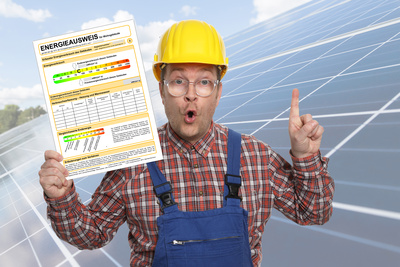 Bauarbeiter mit Energieausweis