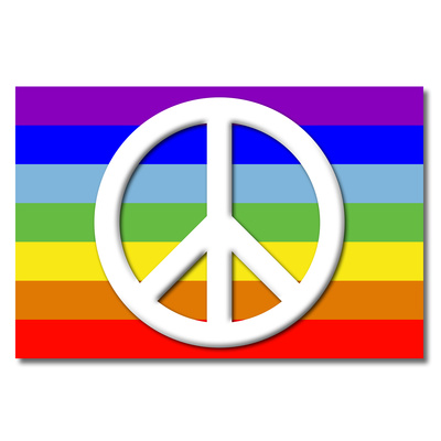 Friedensfahne mit Friedenszeichen.