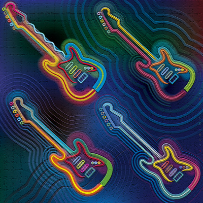 Vier Neongitarren