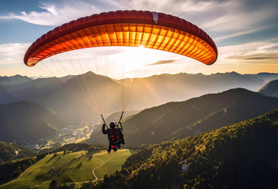 Gleitschirmflieger nach dem Start Gleitschirmflieger nach dem Start