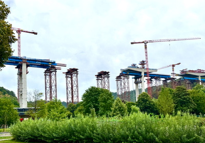 Autobahn-Brückenbau über den Neckar bei Horb