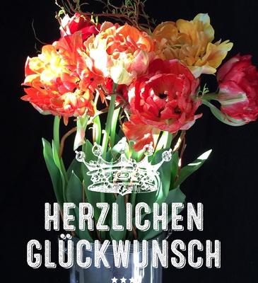 Glückwunsch allgemein mit Tulpen
