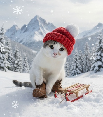 Katze im Schnee - KI