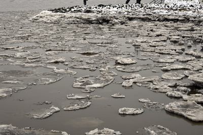 Winter mit Eis auf der Elbe