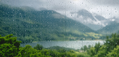 Regen &uuml;ber dem Bergsee